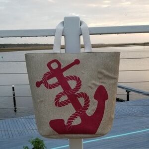 NWOT* Anchors Away Big Faux CanvasTote Bag